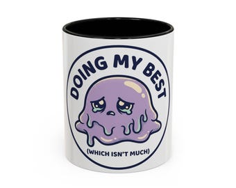 Melting Character Coffee Mug | Funny Motivational Pastel Ceramic Cup