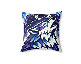 Howling Wolf Moon pillow | Celestial wolf constellation design