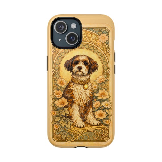 Cute Dog Phone Case MagSafe, Havanese Dog Case, Aesthetic Floral iPhone Case, Vintage Art Nouveau Style, Magnetic Case