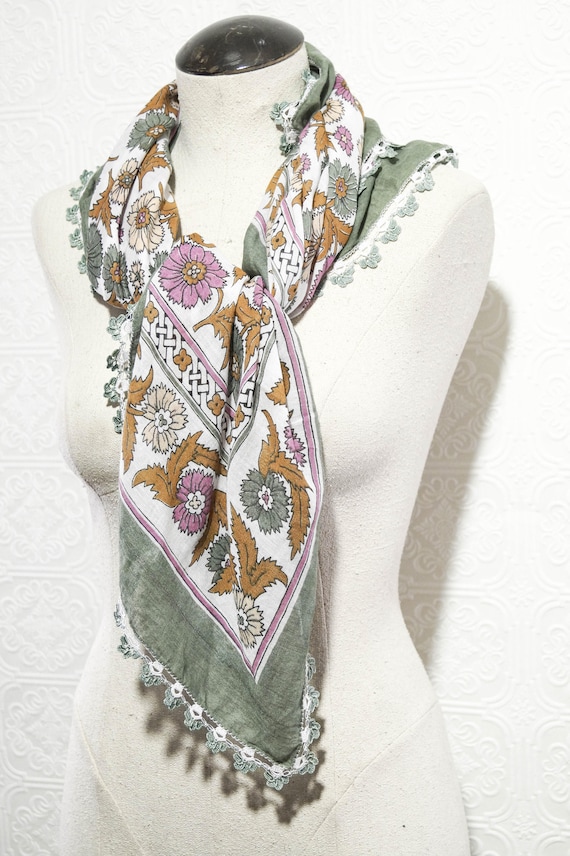 Vintage Turkish Scarf Tapestry Tablecloth Linen Gr