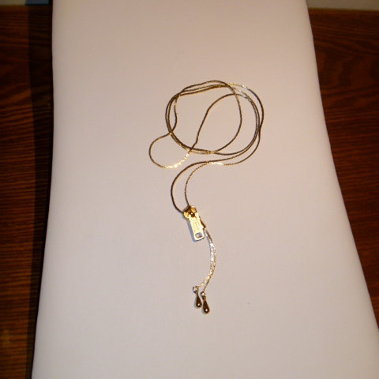 Vintage Gold Zipper Necklace Etsy