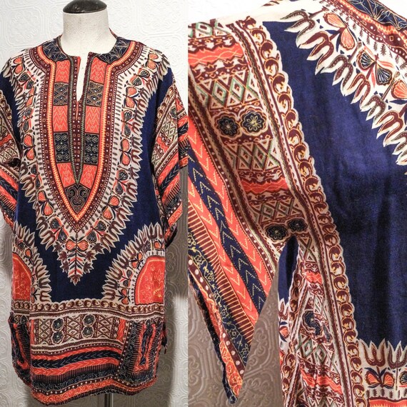 Vintage Dashiki Bohemian Hippie Tunic Shirt Minidr