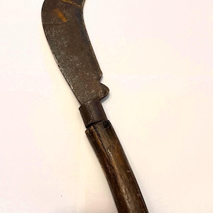 Vintage Billhook, Antique Hand Forged Garden Tool, Restoration Project, Traditional Brushing Hook, Carbon Steel, Rustic Workshop Find