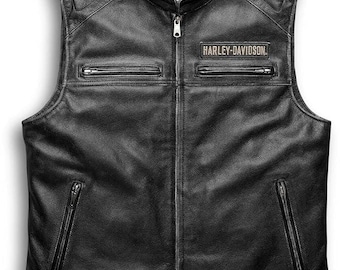 Harley Style Leder Motorradweste für Herren, Davidson Black Biker Reitweste, Club Style Rider Weste, Geschenk für Biker