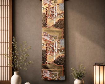 Vintage Japanese Obi Table Runner | Kimono Wall Hanging | Placemat Set | Wabi Sabi Decor | Japanese Textile Art
