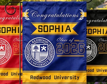 Custom School Style Graduation Garden Flag, Personalized Name Class of 2026 Flag