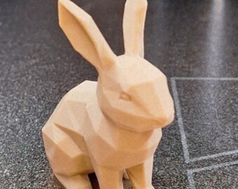 Figura de conejo de baja poligonalidad, estatua geométrica de animal, minimalista - Impresión 3D - Modelado en Blender - BambuLab - Edición limitada, quedan pocas unidades.