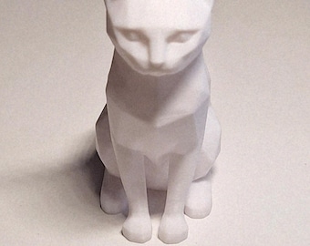 Figura de gato adorable de baja poligonalidad, estatua de animal geométrica impresa en 3D - Modelado en Blender - BambuLab - Edición limitada, quedan pocas unidades.
