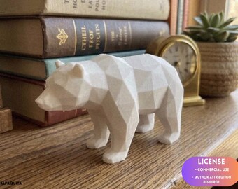 Figura de oso adorable, modelo geométrico de bajo poligonaje, estatua de animal - Impresión 3D - Modelado en Blender - BambuLab - Edición limitada, quedan pocas unidades.