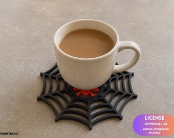 Posavasos con diseño de telaraña, tapete para bebidas de Halloween, decoración gótica para el hogar. Impresión 3D - Modelado con Blender - BambuLab - Edición limitada, quedan pocas unidades.