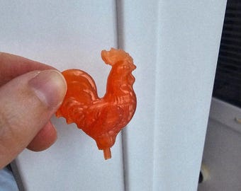 Piruleta de gallo de PETG translúcido, impresión 3D - modelado con Blender - BambuLab - Edición limitada, quedan pocas unidades.