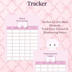 Pre-Med Clinical Shadowing Hours Tracker | Pink Planner (Canva Template)