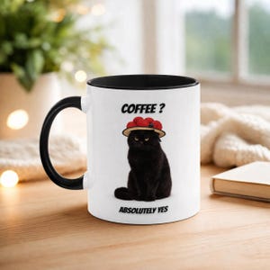 Funny Cat Coffee Mug, Grumpy Black Cat Mug, Coffee Lover Gift, Cute Cat Cup, Funny Office Mug, Gift for Coworker, Cat Lover Gift