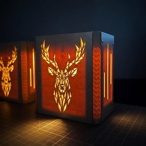 Nordforma Secret Light Box – Deer, Wolf or Fox – LED Art Object, Wooden Hideout Box, Ambient Light