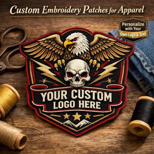 Parches bordados personalizados / Insignias con logotipo personalizado para prendas de vestir (para planchar o coser)