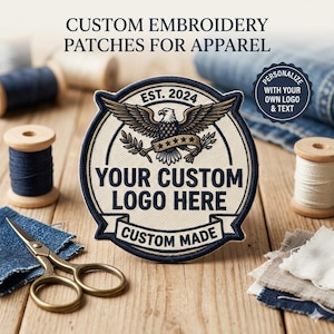 Benutzerdefinierte gestickte Aufnäher | Personalisiertes Logo zum Aufnähen / Aufbügeln des Brandings