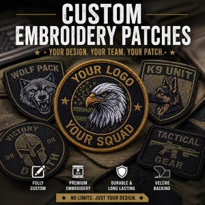 Aangepaste geborduurde patch | Gepersonaliseerde teambadge met tactisch logo (klittenbandsluiting)