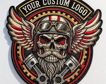 Custom Biker Patch – Large Embroidered Logo, Iron On/Sew On Jacket Apparel