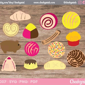 Pan Dulce SVG, Mega Bundle Pan Dulce Clipart, Concha SVG, Clipart concha, pain sucré mexicain, svg mexicain, Maranito, fichiers en couches et plat