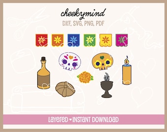 Dia De Los Muertos Clipart | Dia De Los Muertos Layered SVG | Sugar Skulls SVG | Cute Dia De Los Muertos | Day of the Dead PNG | Calaveras