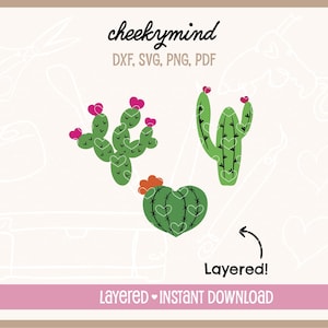 Cactus Hearts SVG | Nopal SVG | Set up for Layering | Mexican Theme Party | Cinco de Mayo svg | Cinco de Mayo clipart | svg, dxf, png
