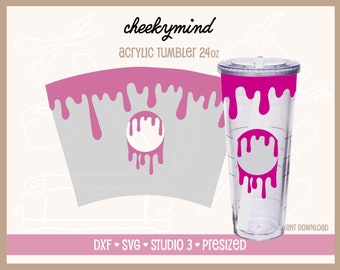 Drip SVG to use on 24 oz Clear Acrylic Cups | Drip wrap for double wall tumbler | Chocolate Drip | Honey Drip | Drip for Venti Tumbler