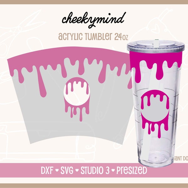 Drip SVG to use on 24 oz Clear Acrylic Cups | Drip wrap for double wall tumbler | Chocolate Drip | Honey Drip | Drip for Venti Tumbler