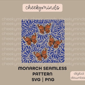 Talavera Monarch Butterfly Seamless Pattern SVG Spanish Tile Pattern SVG Farmhouse Tile Pattern SVG Mexican Style Pattern Sublimation