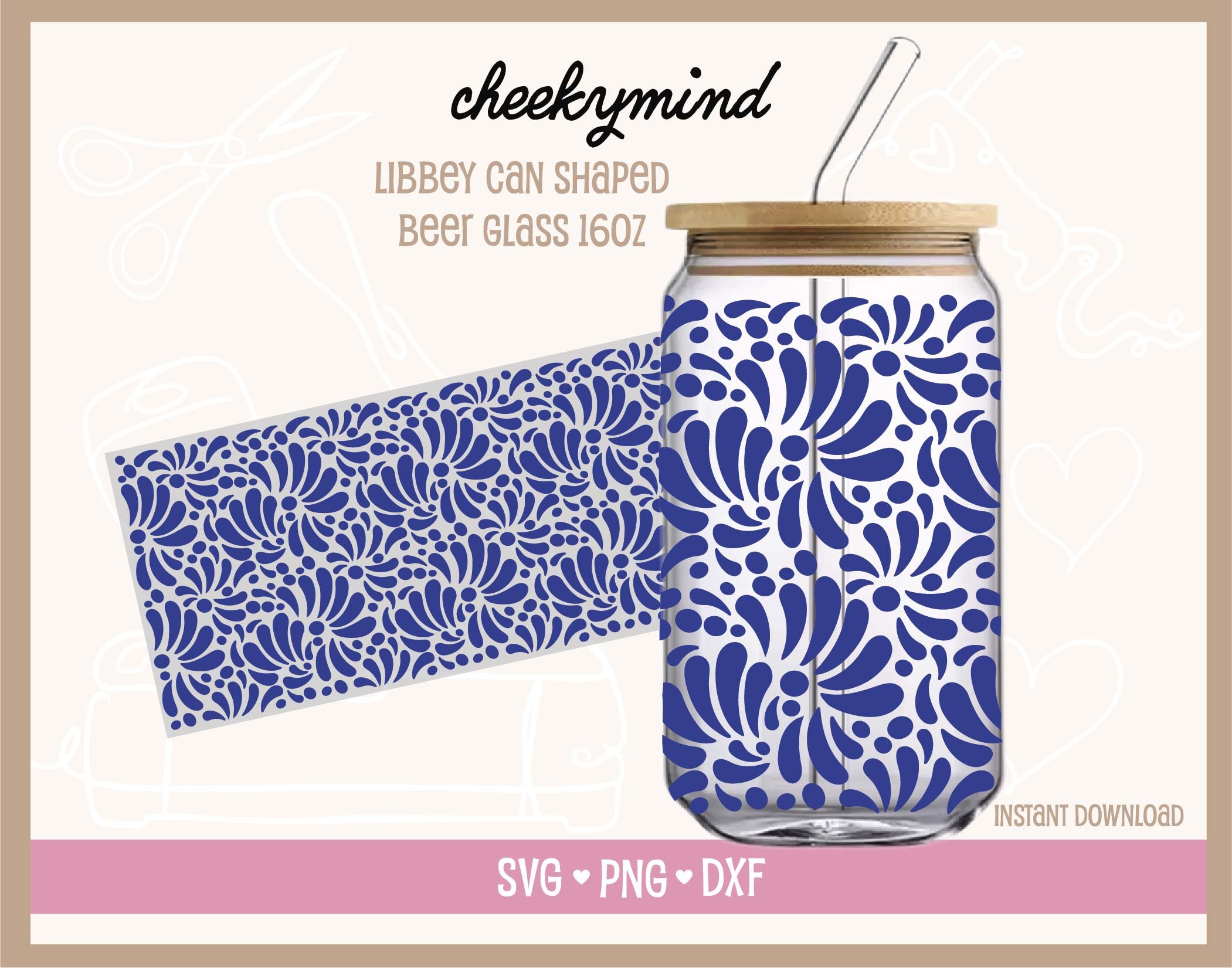 Cafecito y Chisme Blue Spanish 16oz Libbey Glass Can UVDTF or Sublimation  Wrap - Decal