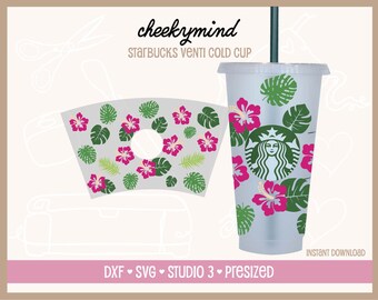 Starbuck cup Hibiscus wrap eps Love svg file for Starbuck cold cupHawaii starbuck svgValentine Svg24oz White Hibiscus Starbucks SVG