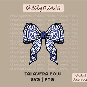 Laço Talavera Coquette SVG Download instantâneo Padrão de azulejo espanhol SVG Laço adorável Laço mexicano fofo Sublimação Estilo Coquette uv dtf