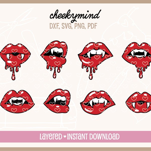 Vampire Drip Lips SVG | Vampire Lips SVG to make tshirts, cups Halloween | Dripping Lips | Fangs | Red Lips | Bite Lips | Bloody Lips svg