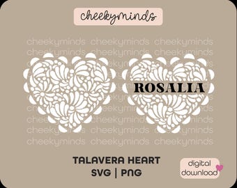 Coqueta Talavera Corazón SVG Descarga instantánea Patrón de corazón de mosaico español SVG Patrón de estilo mexicano de granja Sublimación Día de las Madres SVG