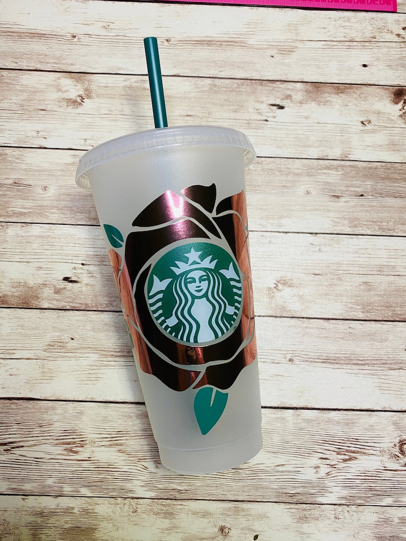 Download Single Rose Starbucks Cup SVG Rose Starbucks Cold Cup SVG ...