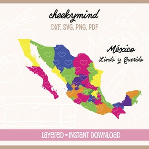 Karte von Mexiko SVG | Mexikanische Staaten | Mexiko-Schnittdateien | Land Mexiko | Mexikanische Staaten SVG | Mexikanische SVG