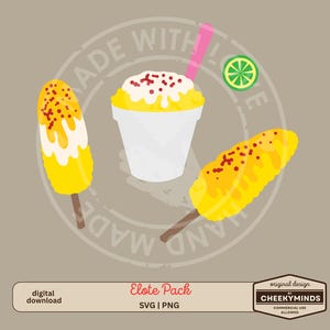 Elote, maïskolf, Elote en Vaso, bundel, kan gelaagd of plat worden gebruikt, Mexicaans themafeest, Mexicaanse svg, Elote svg, SVG DXF, png