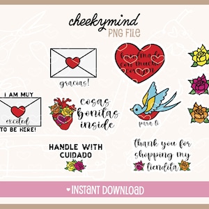 Thank you Spanish Stickers PNG Mexican owned Business Latina owned business tiendita business spanglish stickers