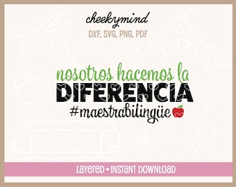Maestra svg, Maestro svg, Maestra Bilingue, Maestro Bilngue, Bilingual Teacher svg, Diseño de Maestro, Maestros svg, Teacher Gift, SVG DXF