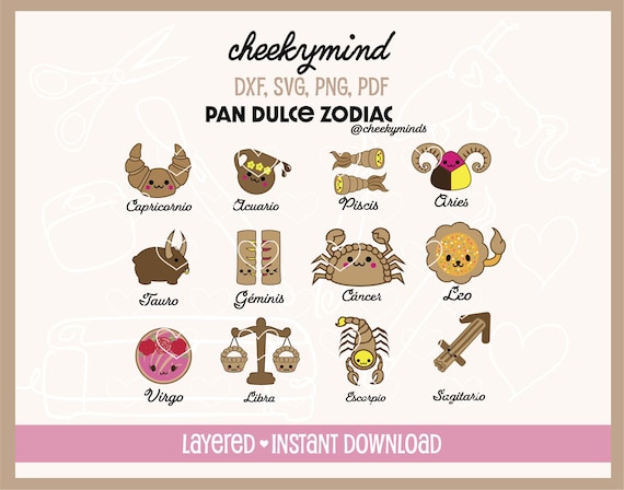 Pan Dulce Zodiac SVG Pan Dulce SVG Zodiac SVG Mexican Zodiac  