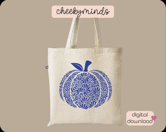Talavera Pumpkin SVG Download instantâneo Padrão de azulejo espanhol SVG Adorável abóbora mexicana de Halloween Sublimação Abóbora mexicana de outono