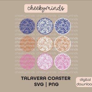 Talavera Circles SVG Instant Download Spanish Tile Coaster digital download Pattern Circles  Talavera Coasters SVG PNG