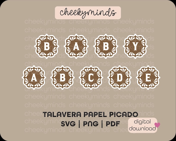 Cielito Lindo Papel Picado Banner Digital File Talavera Papel Picado SVG PNG Spanish Baby Shower Banner Mexican Shower Talavera Topper
