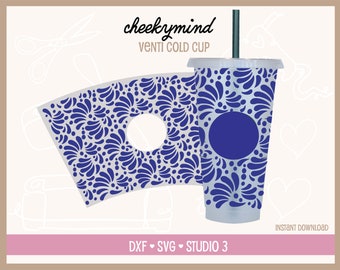 Talavera Cold Cup Wrap SVG, Talavera Pattern Cup Wrap, Seamless Wrap Venti Cup, Mexican Style Wrap for Venti Cold Cups, Mexican Cold Cup