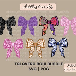 Multi Colors Coquette Talavera Bow SVG Instant Download Padrão Espanhol SVG Adorável Arco Bonito Laço Mexicano Sublimação Estilo Coquette dtf