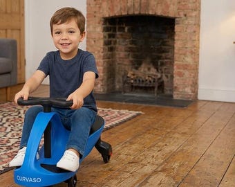 CURVASO Kids Wiggle Car Ride-On Swivel Scooter for Indoor & Outdoor No Pedals Blue