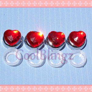 RED HEART Rhinestone Screw Caps Covers for Crystal Bling License Plate Frame