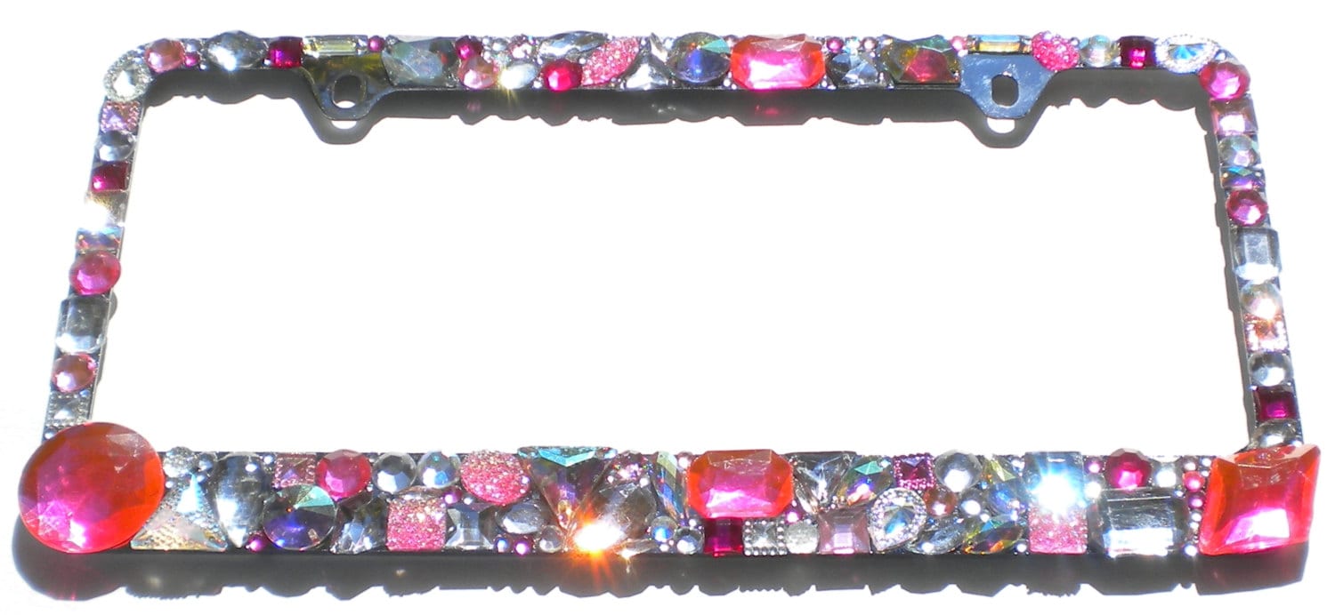 Chunky Rhinestone License Plate Frame Bling PINK AB CLEAR - Etsy 日本