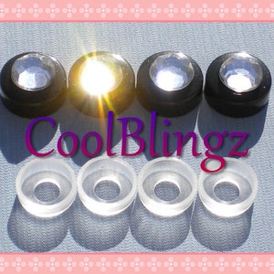 CLEAR CRYSTAL Rhinestone on BLACK Screw Caps Covers for Bling License Plate Frame