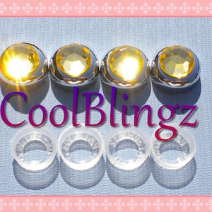 YELLOW Rhinestone Screw Caps Covers for Crystal Bling License Plate Frame