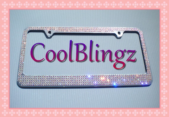Luxury Bling License Plate Frame - with 5 Rows Iridescent AB Swarovski Crystals Sparkly Rhinestone